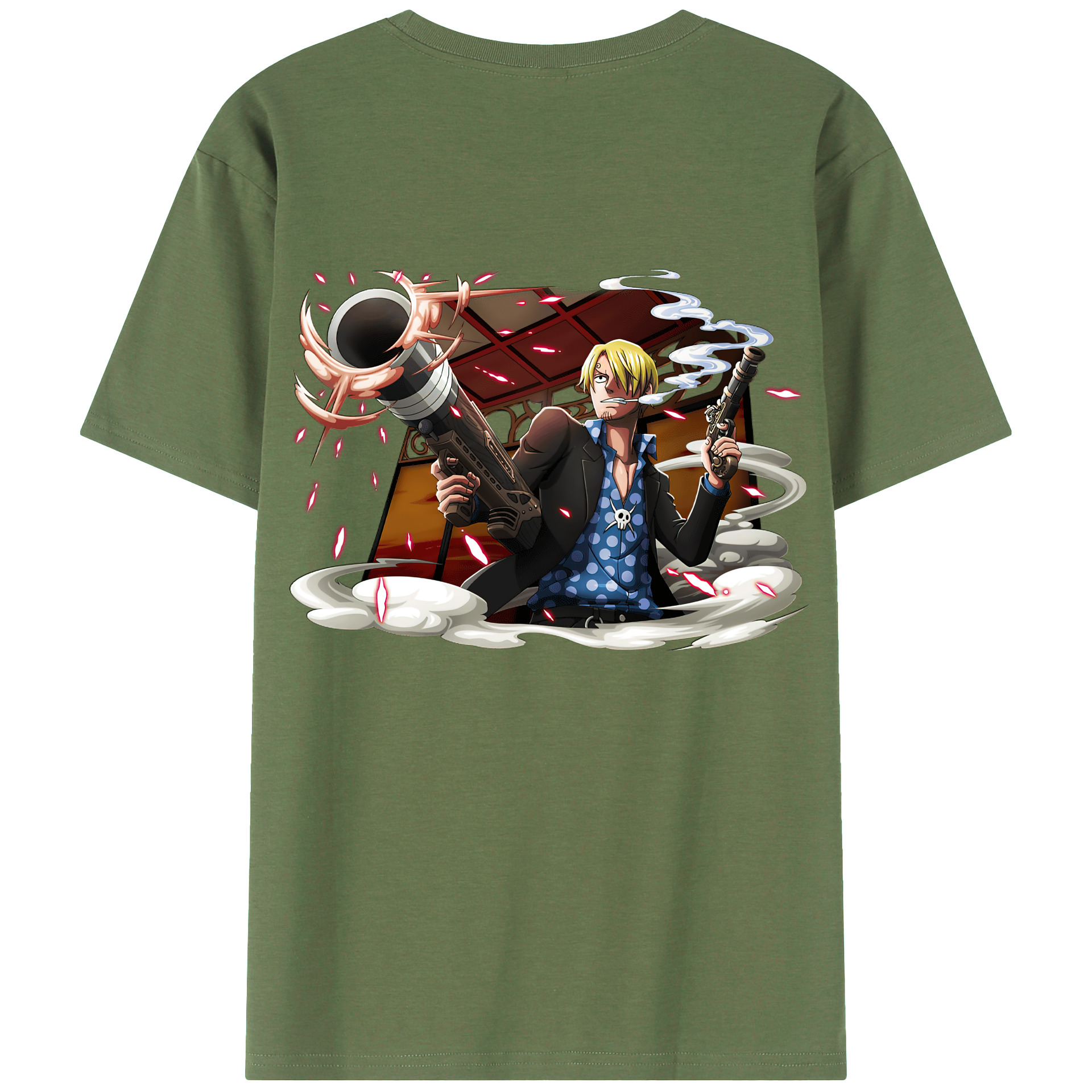 （画像用） ワンピース サンジ ONE PIECE Sanji 綿100％ メンズ半袖Tシャツ（バックプリント） 通気性
